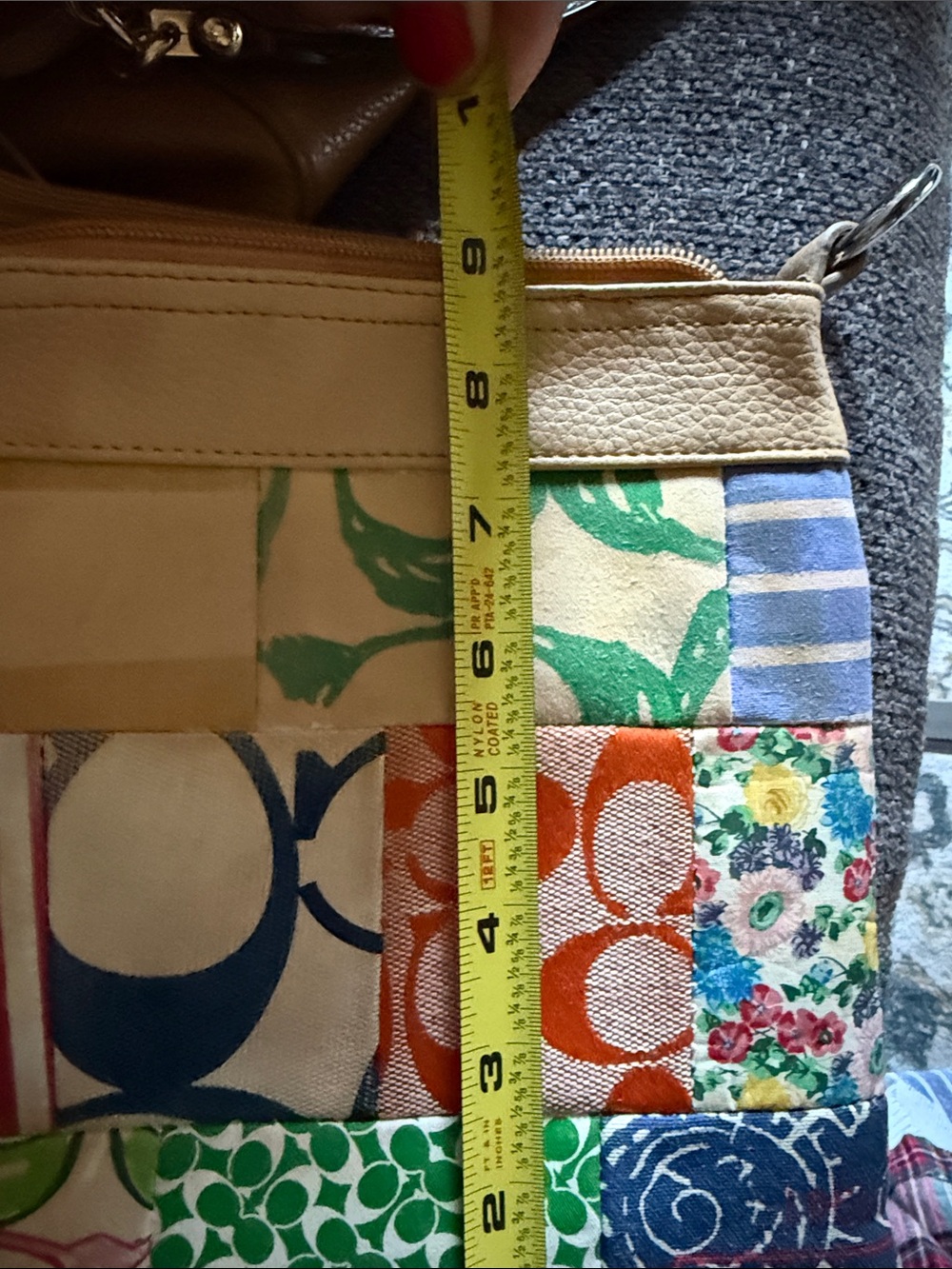 Coach poppy Multicolor Patchwork Crossbody with Tan Leather Trim - Picture 17 of 17